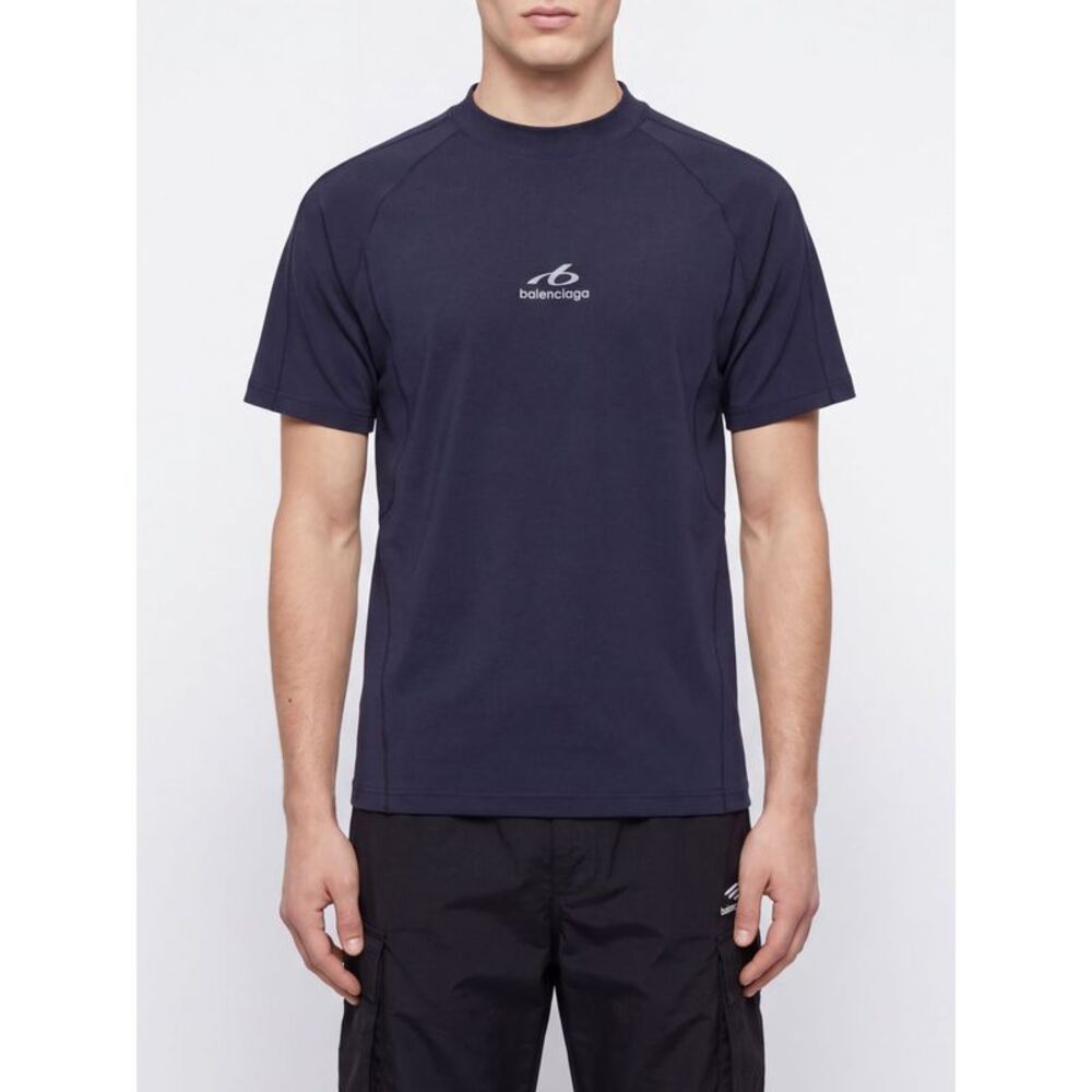 Balenciaga Men Balenciaga Slim Fit Stretch Polyamide T-Shirt With Contrast Logo